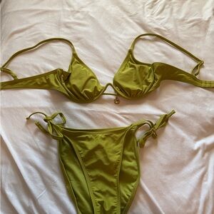 Wild Fable Olive Green Bikini Top with Tie Straps